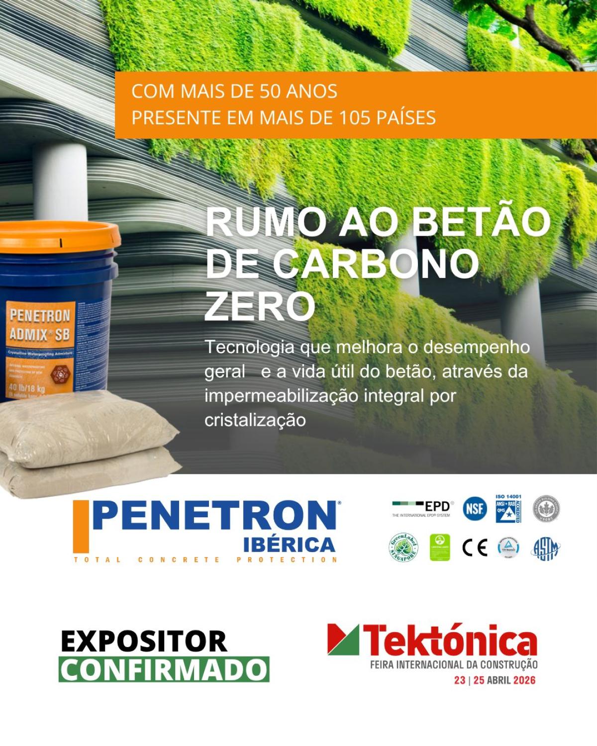 A Penetron Ibérica marcará presença na Tektónica 2026